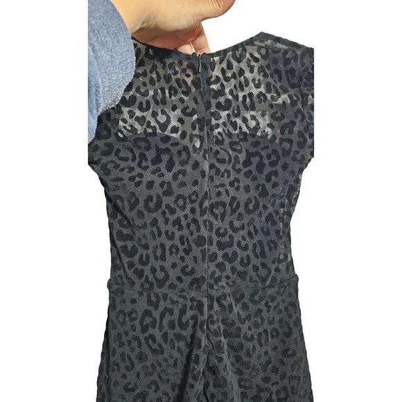 NWT Meshki black seara devore long sleeve corset top leopard mini dress size XS - Picture 7 of 13